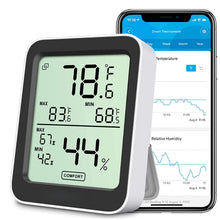 Load image into Gallery viewer, Digital Hygrometer Indoor Thermometer Room, Bluetooth Temperature Humidity Meter with 164ft Remote App Control, Notification Alerts
