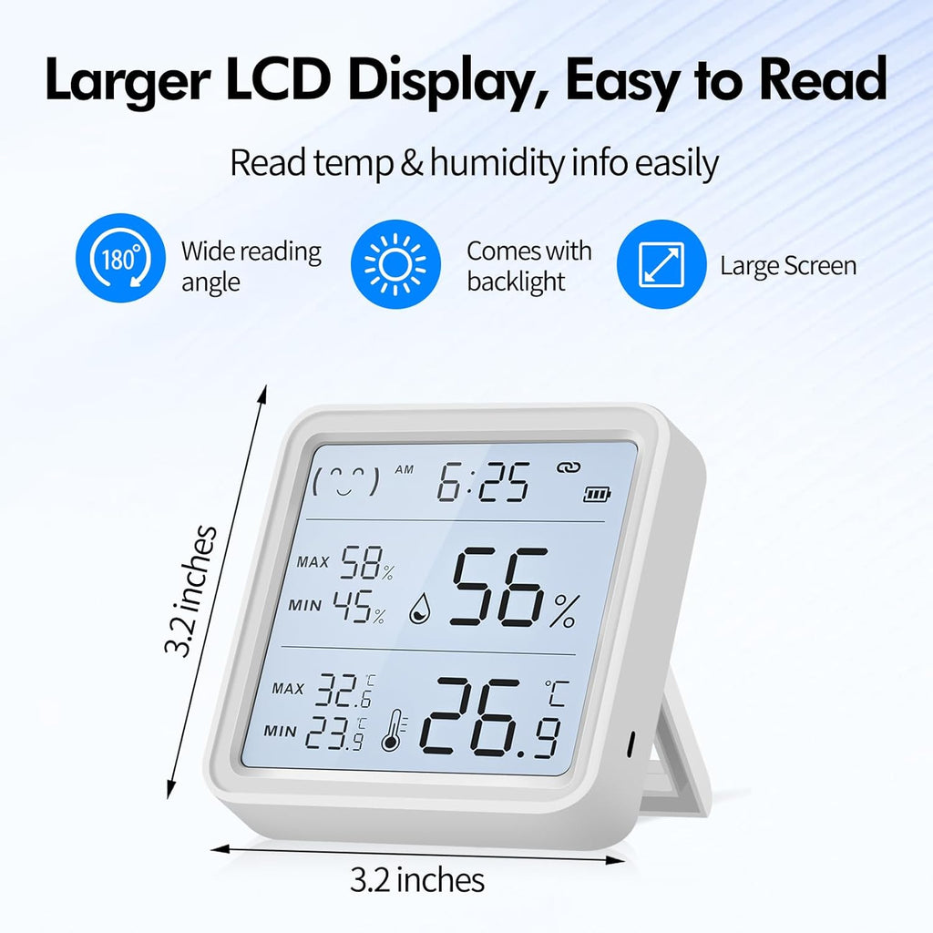 WiFi Thermometer Hygrometer, Wireless Indoor Humidity Monitor for Room, Smart Temperature Sensor with App Control, Large LCD Display with Light