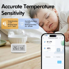 Load image into Gallery viewer, Smart WiFi Thermometer Hygrometer, Indoor Wireless Temperature Humidity Sensor with Electronic Display, App Notification Alert, Free Data Storage