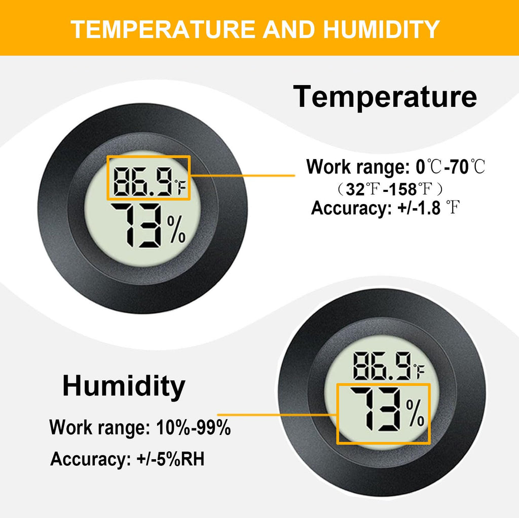 2 Pack Hygrometer Thermometer Digital Humidity Meter Indoor/Outdoor Humidity Monitor Reptile Thermo-Hygrometer for Greenhouse Humidors Terrarium Jars,
