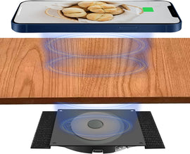 Invisible Wireless Charger, Under Desk Furniture Wireless Charging Pad 10W, Hidden Long Distance Wireless Phone Charger, for iPhone 13/12/Pro Max