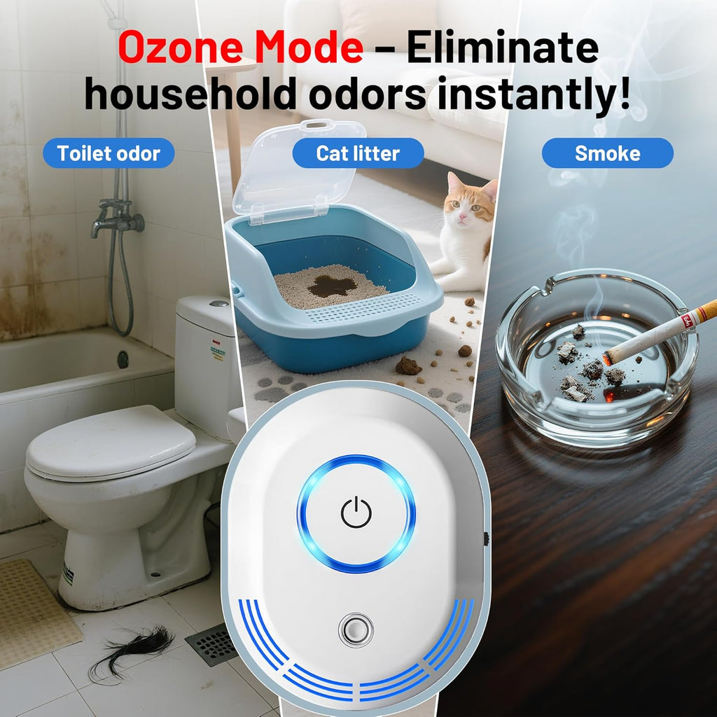 Plug in Air Ionizers 60 Million Negative Ions Out Put, 2 in 1 Ozone Odor Eliminator and Air Ionizers for Home, Kitchen, Bedroom, Office, Mini Air Cleaner